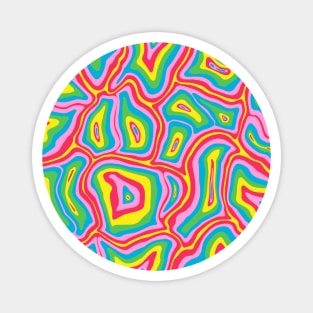 Abstract Retro Liquid Marble Swirl, Red Pink Blue Green Yellow Magnet